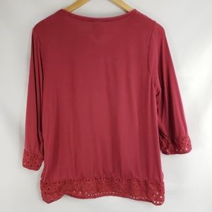 Knox Rose Tops - Knox Rose Red Boho Peasant Tassled Tunic Knox Rose Tops - Knox Rose Red Boho Peasant Tassled Tunic